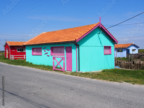 Fototapeta Naklejka Na Ścianę i Meble -  Cabanes colorées de la Baudissière, ile d'Oléron
