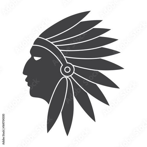Cultural anthropology concept with native american indian, vector silhouette