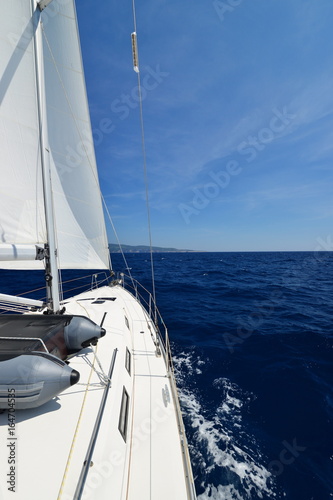 Luxury yacht at sea race. Sailing regatta. Cruise yachting