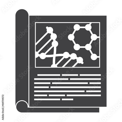 Scientific journal, vector black silhouette on white background