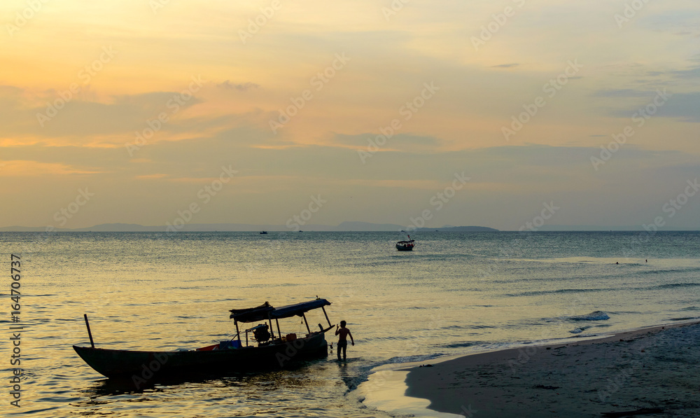 Golden Sunset over Sea, Sihanoukville, Cambodia