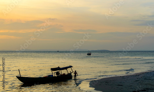 Golden Sunset over Sea, Sihanoukville, Cambodia © rostovdriver