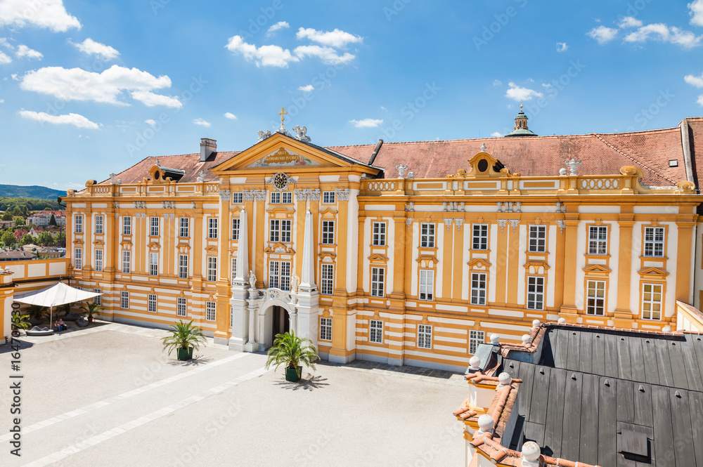 Obraz premium Famous Melk Abbey on Danube river in lower Austria