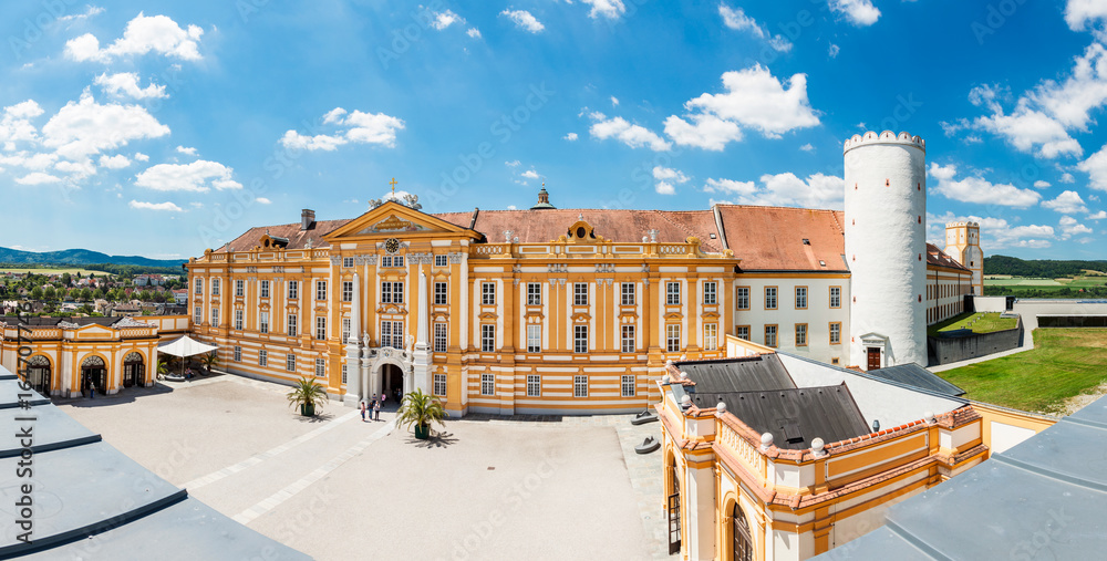 Fototapeta premium Famous Melk Abbey on Danube river in lower Austria