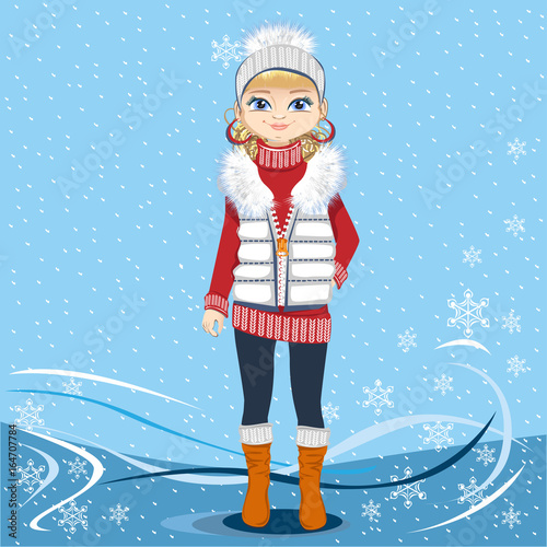 Pretty girl on a winter background