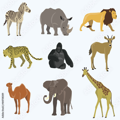 African animals cartoon vector set.