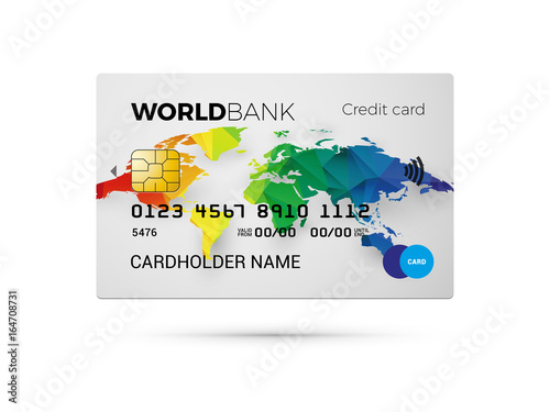 credit card with color world map