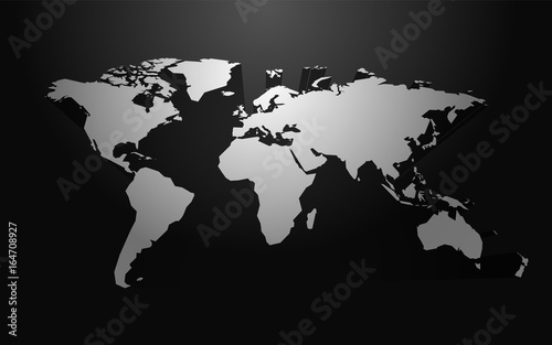 white world map blank vector with 3D shadow