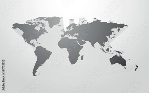 world map vector with 3D shadow