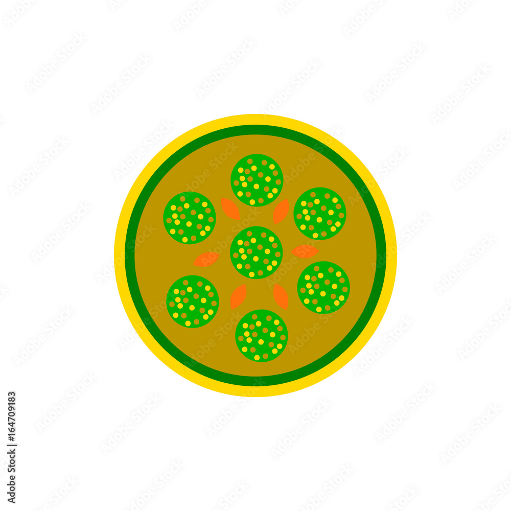 Obraz premium Pizza with salami.Vector illustration. simple pizza icon top view