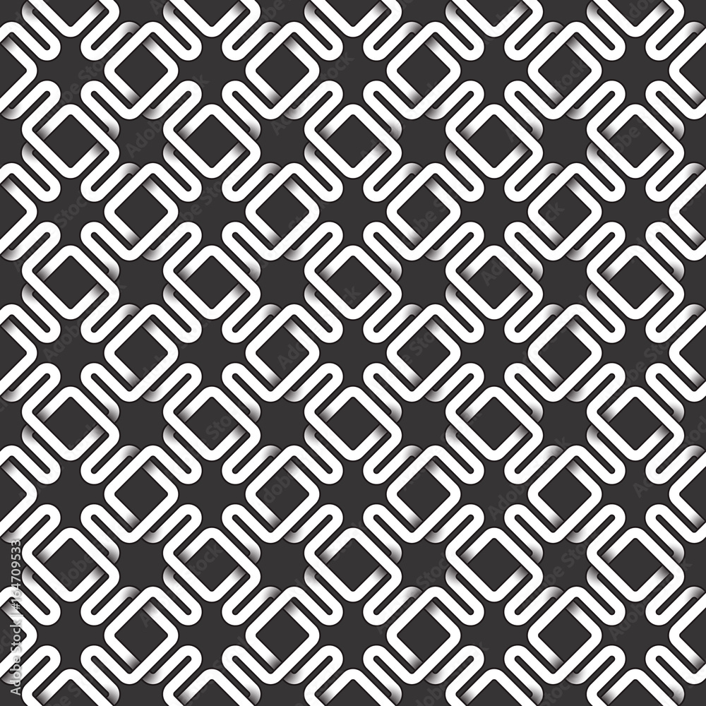 Monochrome seamless pattern of intertwined stripes. Abstract repeatable background. Monochrome seamless pattern of intertwined stripes. Abstract repeatable background.
