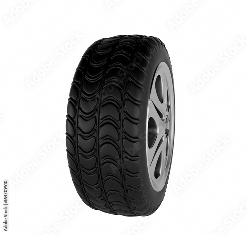 Car wheel isolated on white background. 3d render