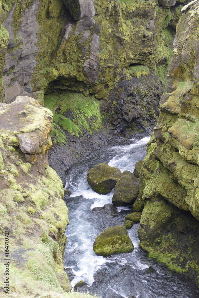 waterfalls cascade at river skoga in Iceland