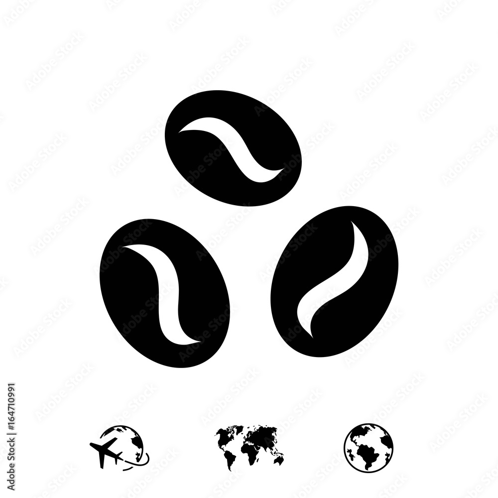  Coffee beans icon  stock vector illustration flat design