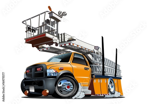 Vector Cartoon Platform Lift Truck. Available EPS-10 separated by groups and layers with transparency effects for one-click repaint