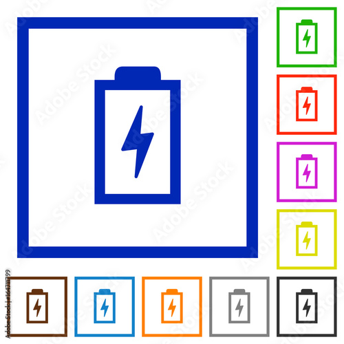 Battery with energy flat framed icons