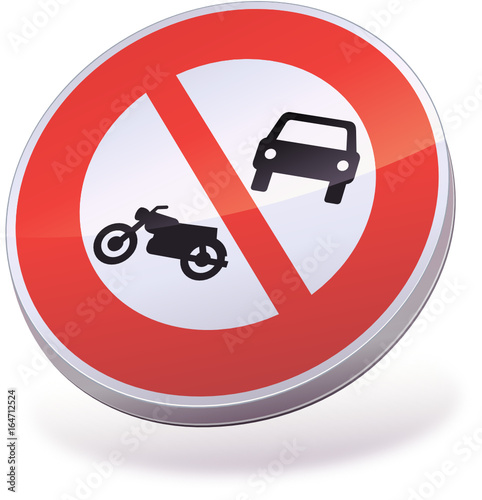 Panneau accès interdit véhicules à moteur sauf motocycle (3D)