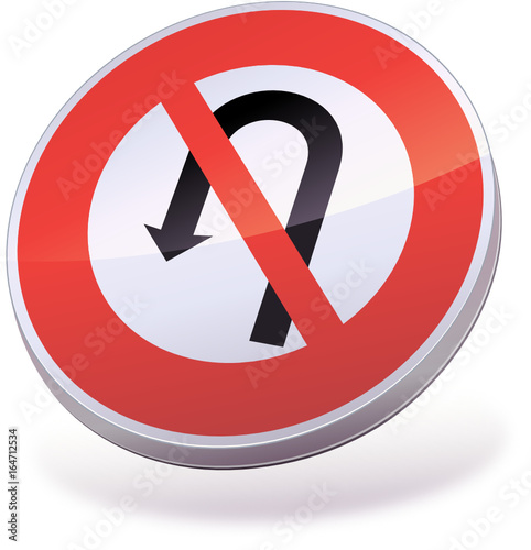 Panneau Interdiction de faire demi-tour (3D)