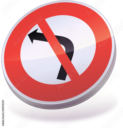 Panneau Interdiction de tourner à gauche (3D)