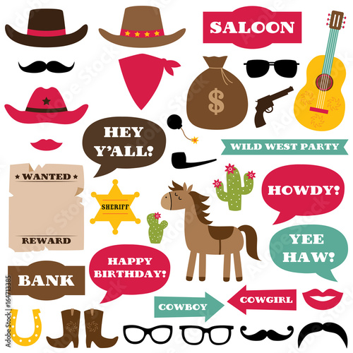 Western cowboy party photo booth props and decoration
