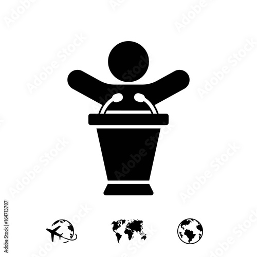 lectern with microphone icon stock vector illustration flat design