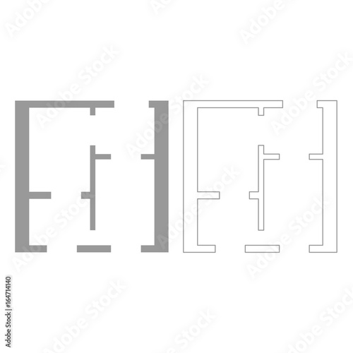 Flat project apartment grey set  icon .