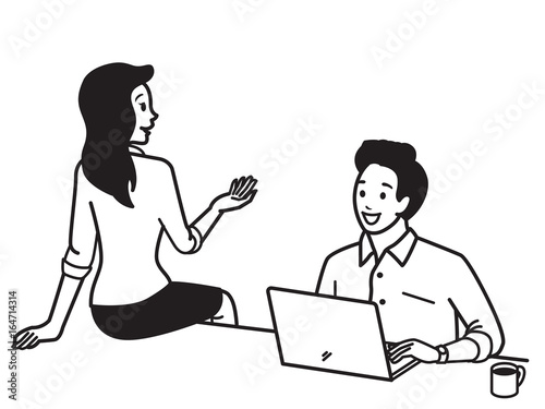 Relax chatting at workplace