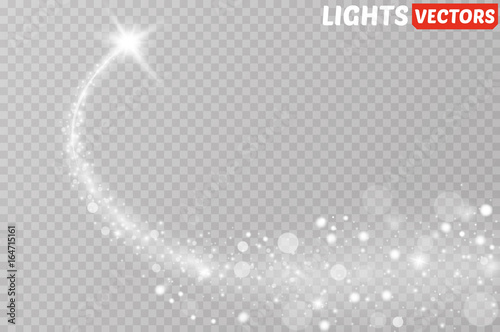 Light glow effect stars bursts with sparkles isolated on transparent background.