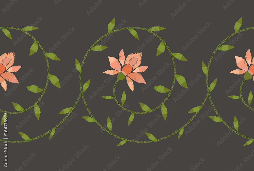 Embroidery ethnic floral border pattern. Embroidery trendy design element.  Stock Vector | Adobe Stock