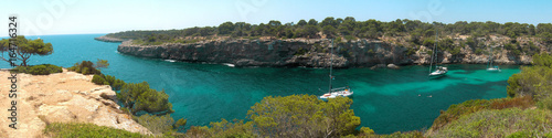 Panoramic view of beautiful Cala Pi on the island of Mallorca  Spain