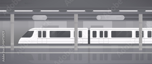 Subway, underground platform with modern train