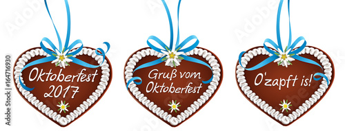 Lebkuchen Set mit blauer Schleife und Edelweiß - Oktoberfest 2017, Gruß vom Oktoberfest, O'zapft is!