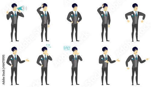 Vector set of illustrations with groom character.