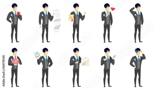 Vector set of illustrations with groom character.