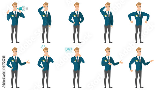 Vector set of illustrations with groom character.