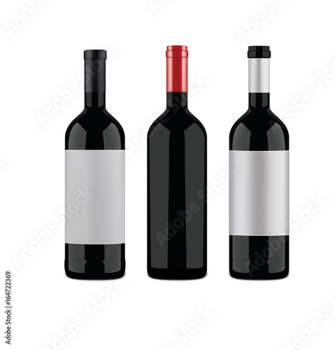 Wine bottles on a white background. Vector illustration