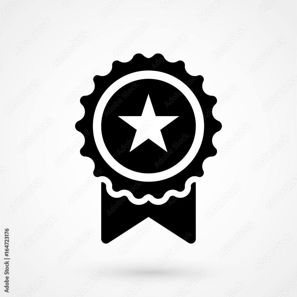 badge with ribbons icon, vector illustration. Flat design style badge with ribbons icon, vector illustration. Flat design style