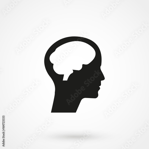 A human head silhouette with brain in isolated background.