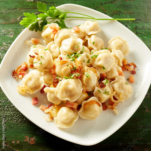 Traditional homemade Turkish manti dumplings photo