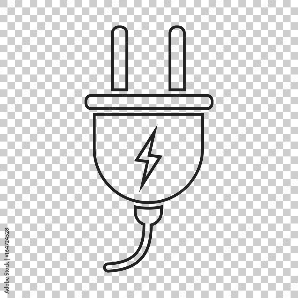 Plug vector icon in line style. Power wire cable flat illustration. Plug vector icon in line style. Power wire cable flat illustration.
