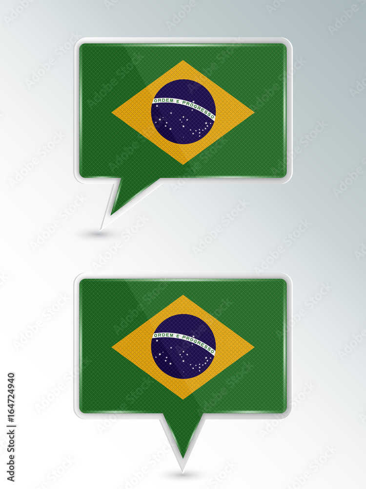 A set of pointers. The national flag of Brazil on the location indicator. Vector illustration.