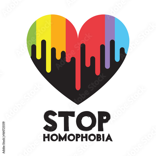 Vector an illustration with the inscription Stop Homophobia.Vector card for the International Day Against Homophobia.Vector rainbow LGBT flag