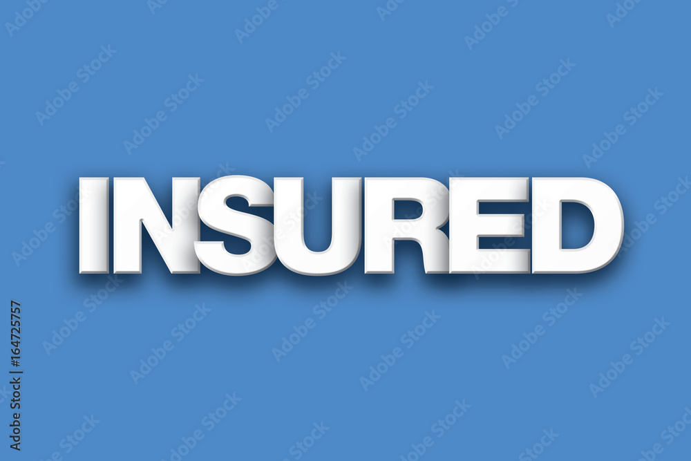 Insured Theme Word Art on Colorful Background