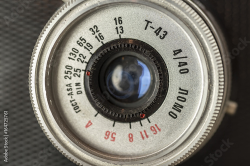 Close up shot of a vintage 35mm film camera