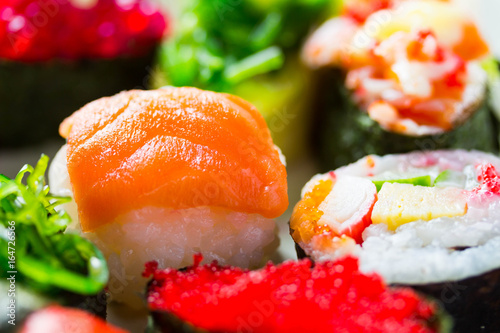 Zushi or Sushi in a Japanese food cuisine photo