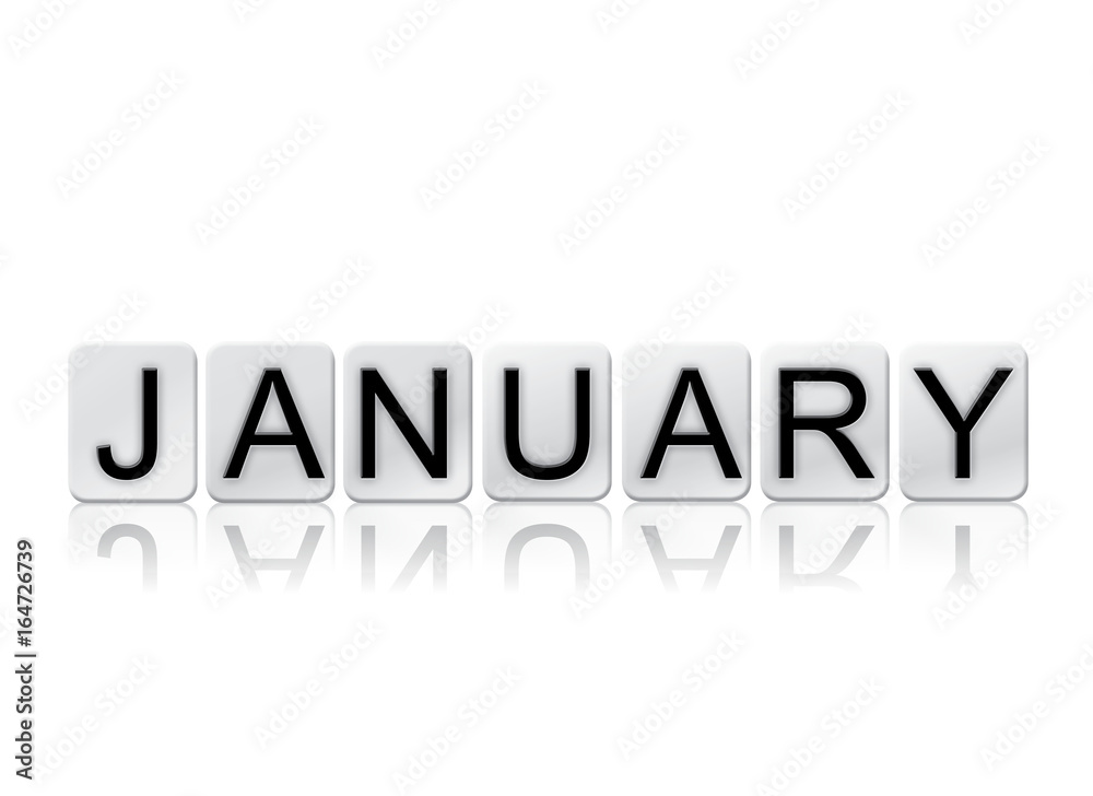 January Concept Tiled Word Isolated on White