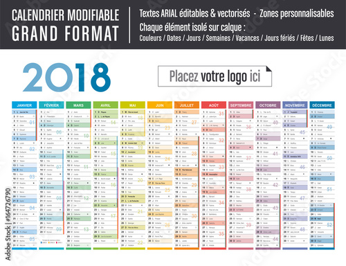 Calendrier 2018 modifiable - Grand format