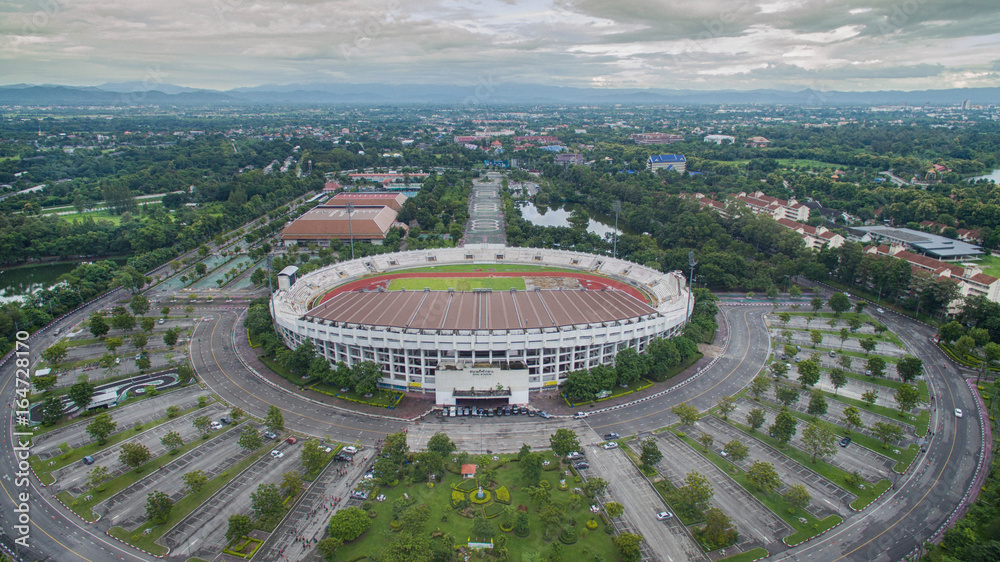Arial view Grandstand in 700th Anniversary Sport Stadium at Chiang Mai, Thailand