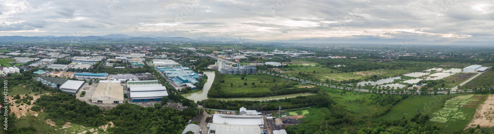 Aerial view of Industrial Estate northern thailand.Lamphun,thailand.