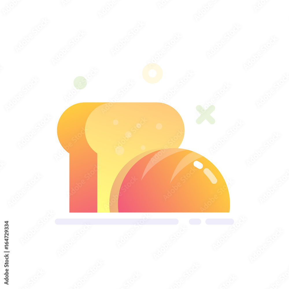 Vector Illustration of Bread Icon in Flat Glossy Style Vector Illustration of Bread Icon in Flat Glossy Style